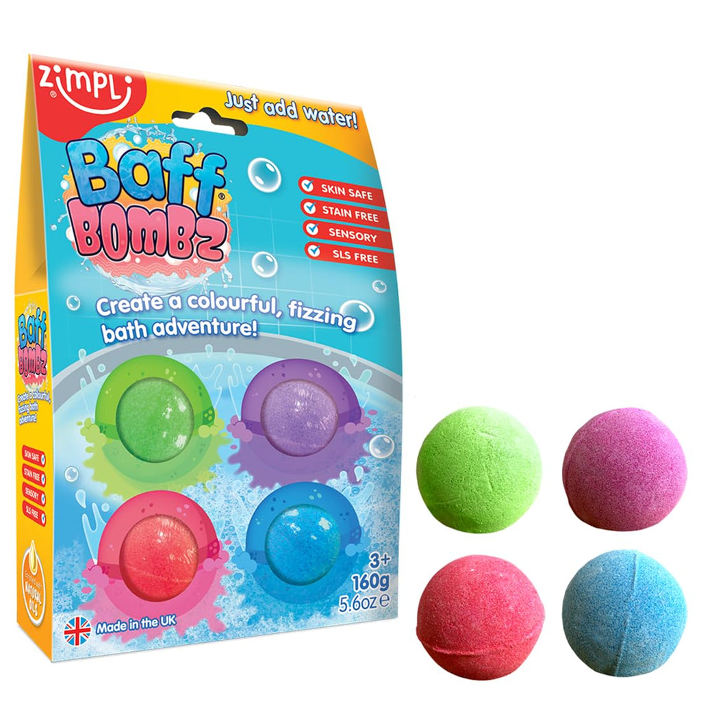 ZIMPLI - Large Cloud Rainbow Baff Bombz, Create a rainbow effect, fizzing, bathtime adventure, Bath Bomb Fizzing Fun for children 4 5 6 7 8 9