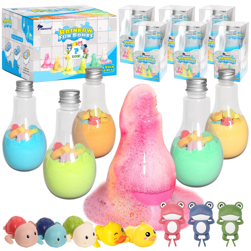 Kids Bath Bombs kit - 6pcs Bubble Bottles & 2pcs Surprise Box Toy,Interactive Science Toys for Kids,Fun Bubble Bath gift丨Idea Birthday Gifts for Girls Boys-8-Pack
